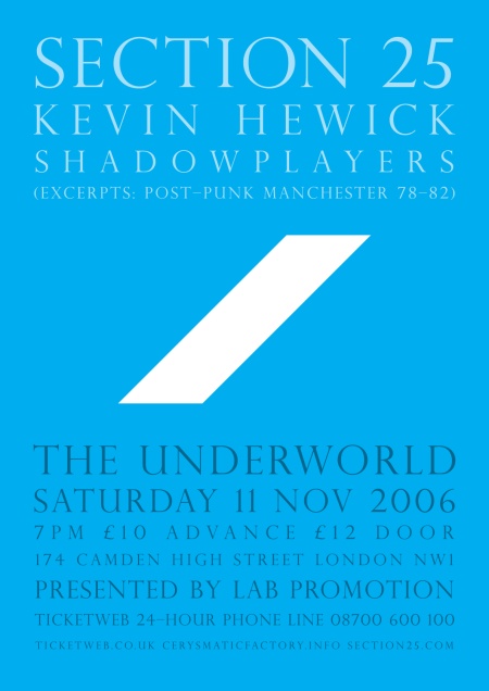 Section 25 - Live at The Underworld, Camden, Saturday 11 November 2006; poster