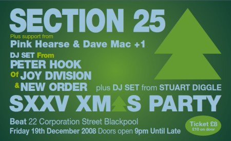 Section 25 - Live at Beat Club, Blackpool, Friday 19 December 2008; flyer