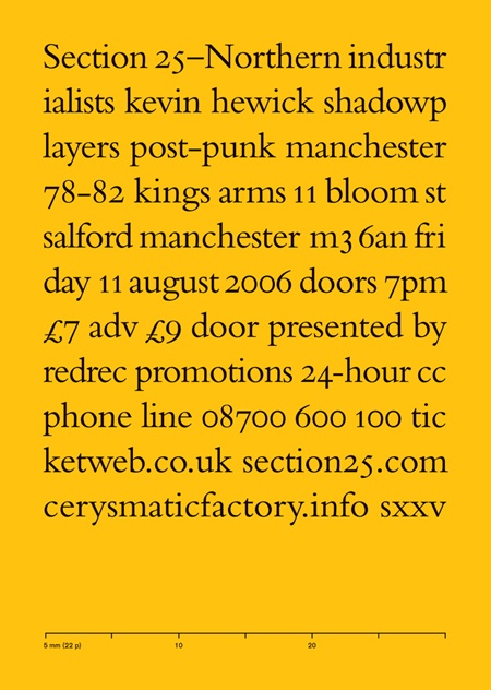 Section 25 - Live at The King's Arms, Salford, Friday 11 August 2006; poster