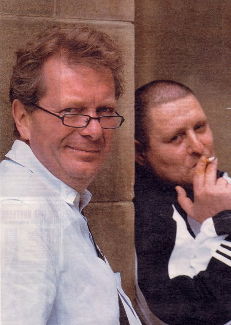 Tony Wilson and Shaun Ryder photographed by Kevin Cummins for The Times, Eye supplement, 21 August 2004