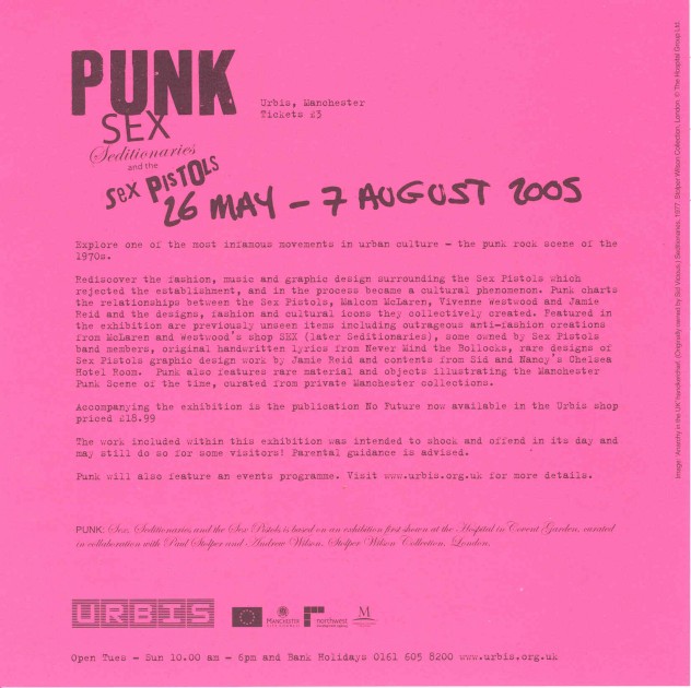 Punk: SEX, Seditionaries and The Sex Pistols, 26 May - 7 August 2005 @ Urbis; flyer detail [3]