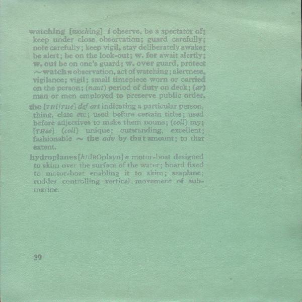 FAC 39 Watching The Hydroplanes, picture sleeve; front cover detail